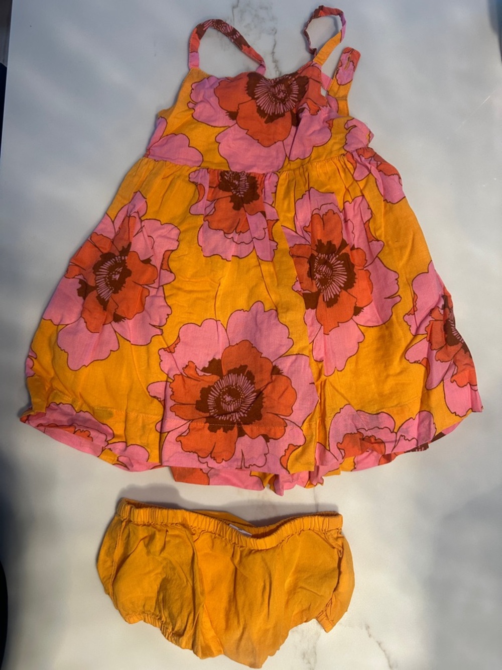 GAP Yellow Pink Orange Floral Sundress with Bloomers